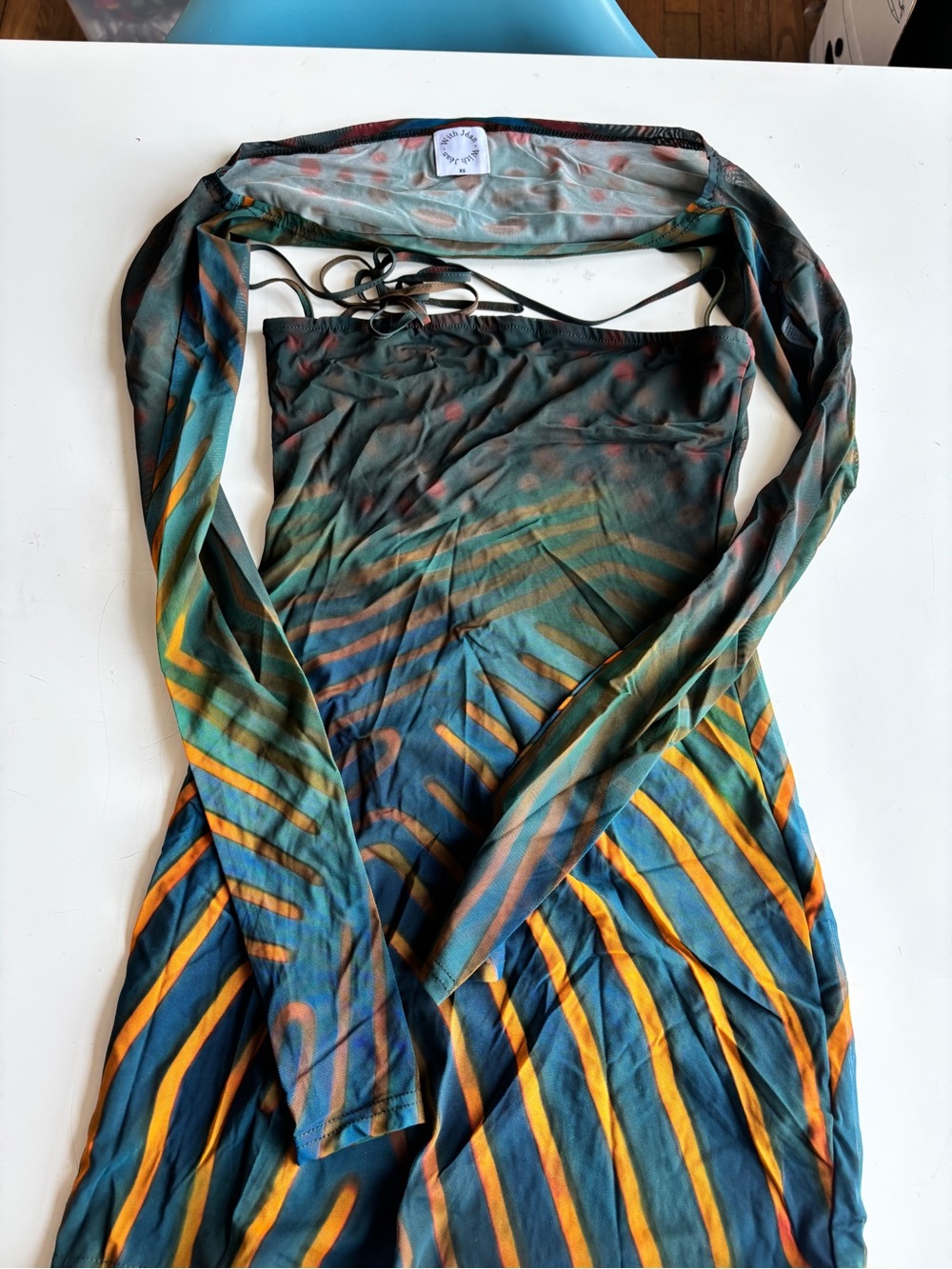 With Jean Teal and Mustard Striped Maxi Dress